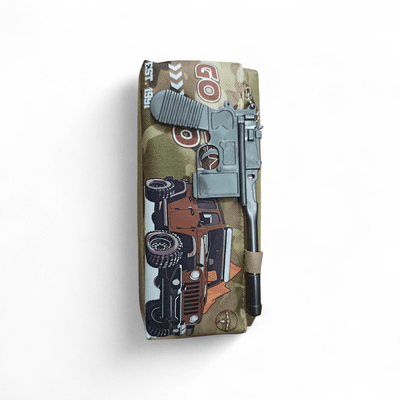 Kids Army Style Pencil Box with Gun Pen – Jeep Design Zipper Pencil Case_img_0