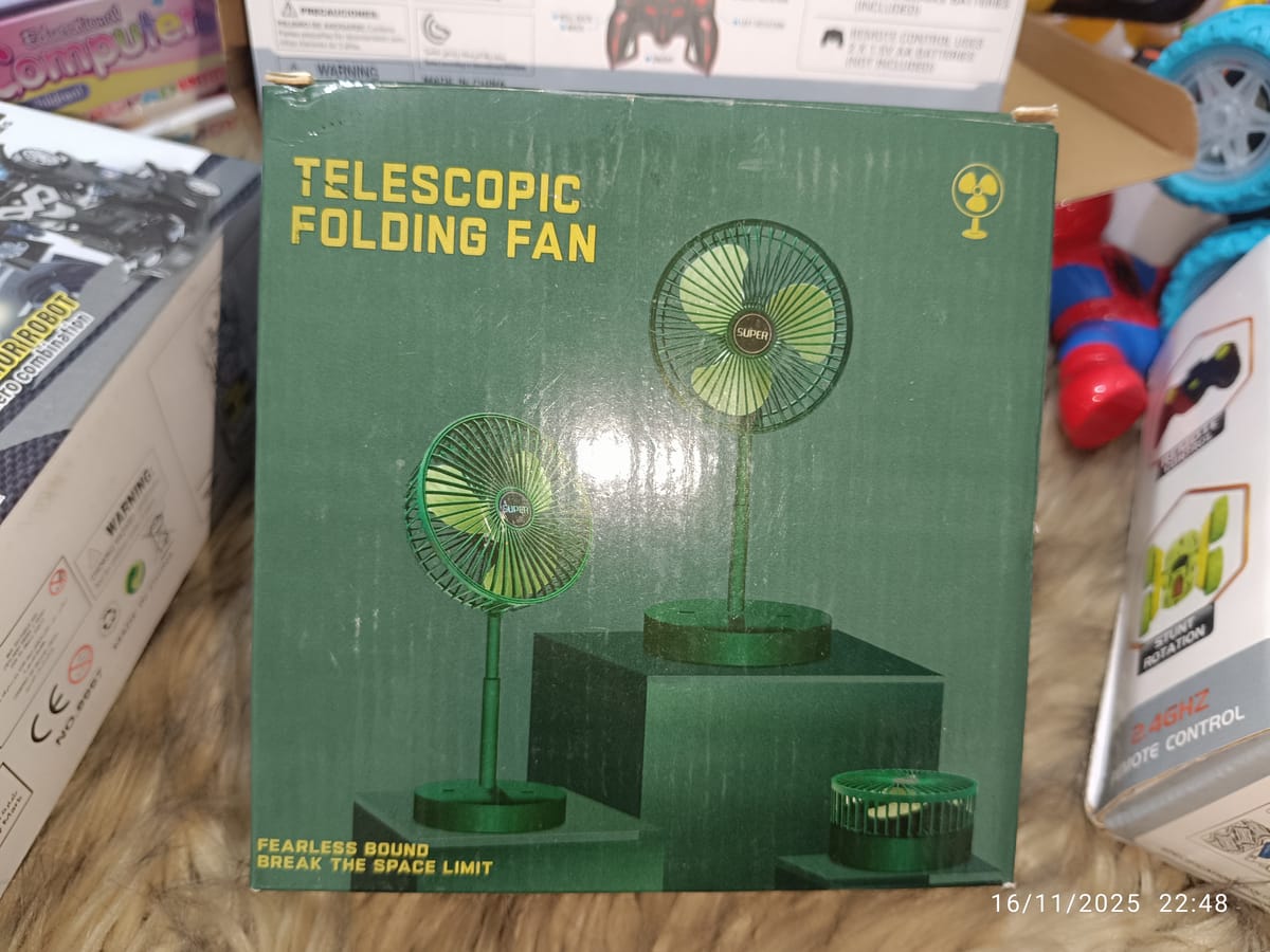 Telescopic Folding Fan – Rechargeable Portable Table & Stand Fan